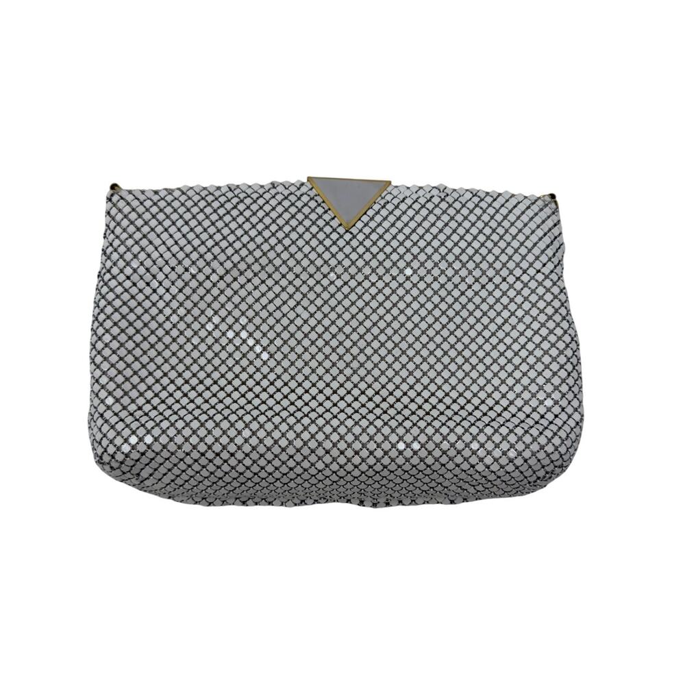 Vintage Metal Mesh Clutch/Shoulder Bag/Crossbody Purse in White - Picture 2 of 13